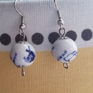 Dutch Delft Drop Earrings